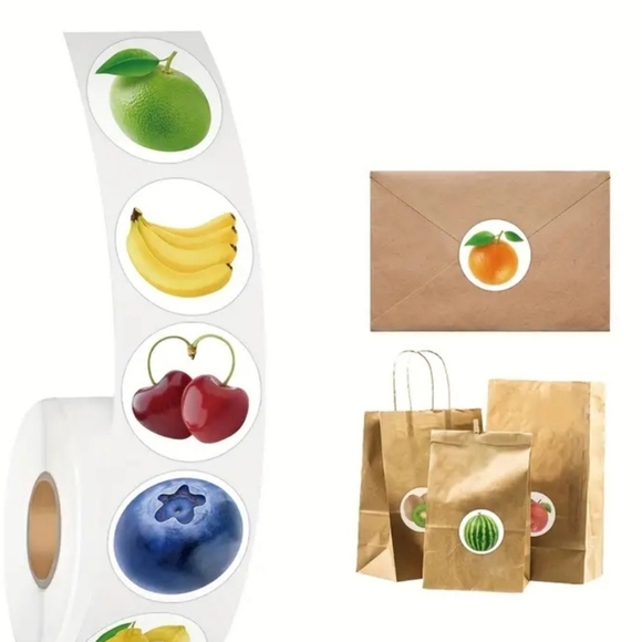 500 Pieces / 1 Roll of fruit Kids Stickers/ shipping/scrapbook/journal - Picture 4 of 5